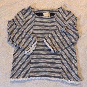 Textured/Woven Chico’s Stripe Top w/ Frayed Edges 0